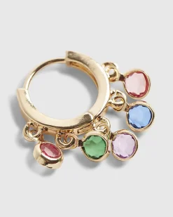 Gold Diamante Drop Hoop Earrings