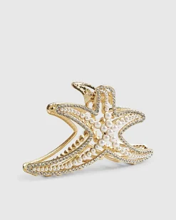 Gold Diamante Starfish Claw Clip
