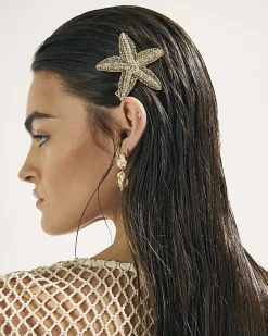 Gold Diamante Starfish Hair Clip
