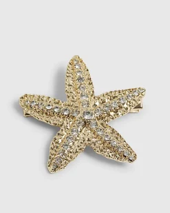 Gold Diamante Starfish Hair Clip