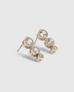 Gold Diamond Simulant Drop Earrings
