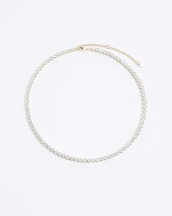 Gold Diamond Simulant Tennis Necklace