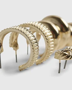 Gold Dome Hoop Multipack Earrings