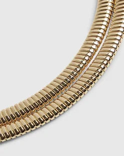 Gold Double Snake Chain Necklace