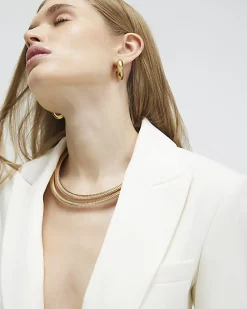Gold Double Snake Chain Necklace
