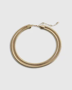 Gold Double Snake Chain Necklace