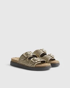 Gold Double Strap Footbed Sandals