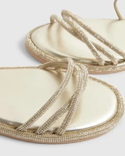 Gold Embellished Flat Sandals