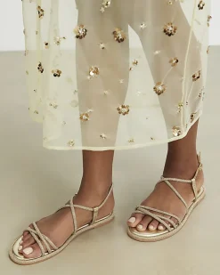 Gold Embellished Flat Sandals