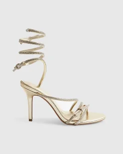 Gold Embellished Wrap Heels