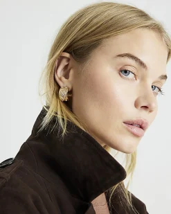 Gold Eye Hoop Earrings