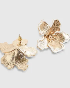 Gold Flower Stud Earrings