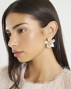 Gold Flower Stud Earrings