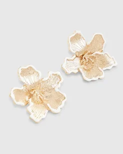 Gold Flower Stud Earrings