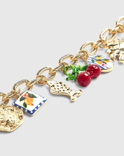 Gold Fruit Charm Bracelet