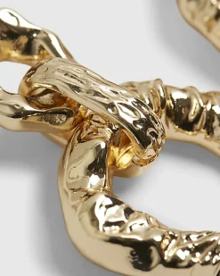 Gold Hammered Door Knocker Link Earrings