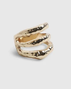 Gold Hammered Tiered Ring