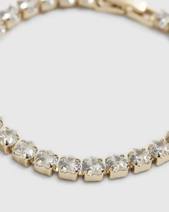 Gold Heart Diamond Simulant Tennis Bracelet
