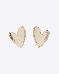 Gold Heart Stud Earrings