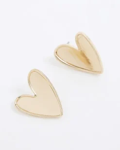 Gold Heart Stud Earrings