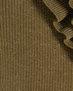 Gold Knitted Frill Trim Vest Top