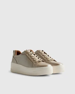 Gold Lace Up Flatform Trainers