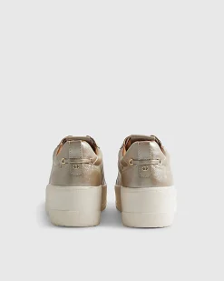 Gold Lace Up Flatform Trainers