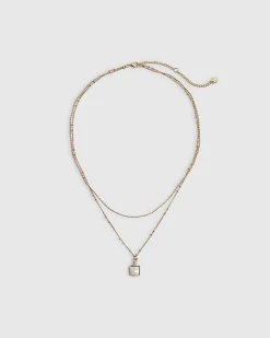 Gold Layer Cream Pendant Necklace