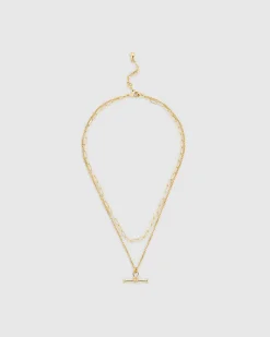 Gold Layered T-bar Necklace