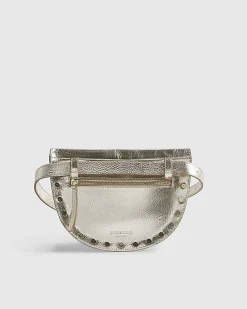Gold Leather Studded Bum Bag