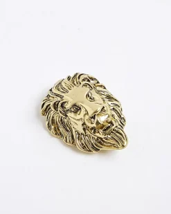 Gold Lion Brooch