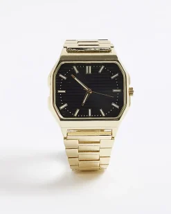 Gold Metal Hexagon Face Watch