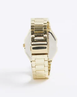 Gold Metal Hexagon Face Watch