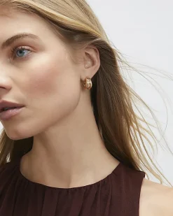 Gold Mini Textured Hoop Earrings