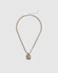 Gold Mixed Metal Coin Necklace