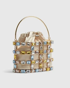 Gold Multi Gem Basket Bag