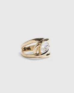 Gold Pear Diamond Simulant Wrap Ring
