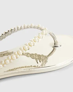 Gold Pearl Toe Thong Jelly Flip Flop Sandals