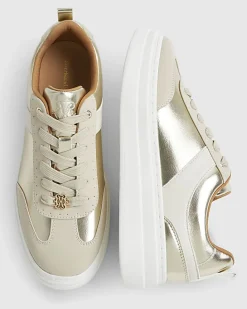 Gold Platform Lace Up Trainers