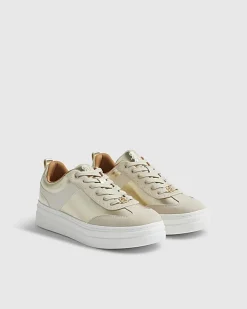 Gold Platform Lace Up Trainers