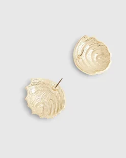 Gold ridge stud earrings