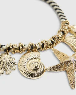Gold Rope Sealife Charm Necklace