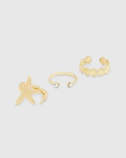 Gold sea life toe rings