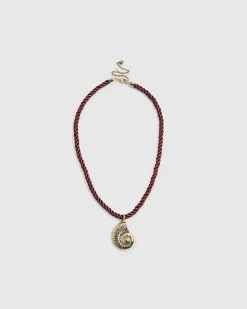 Gold Shell Pendant Rope Necklace