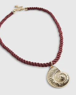 Gold Shell Pendant Rope Necklace