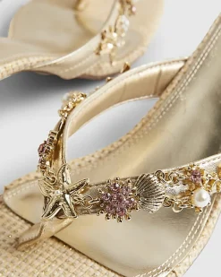 Gold Shell Toe Thong Heeled Sandals