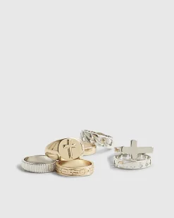 Gold Silver Metal Multi Pack Of 7 Rings