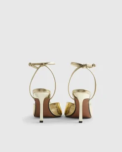 Gold Square Toe Heeled Sandals