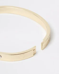Gold stainless steel heart cuff bracelet