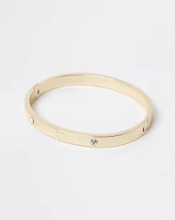 Gold stainless steel heart cuff bracelet